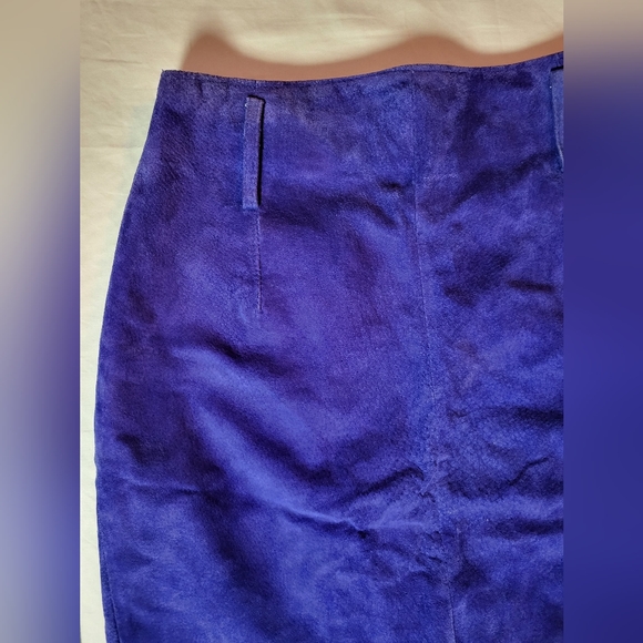 Suede Leather Blue Skirt Size 7/8 - Picture 2 of 8